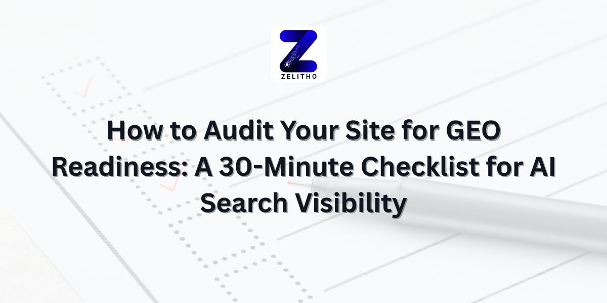 How to Audit Your Site for GEO Readiness A 30-Minute Checklist for AI Search Visibility Blog by Zelitho