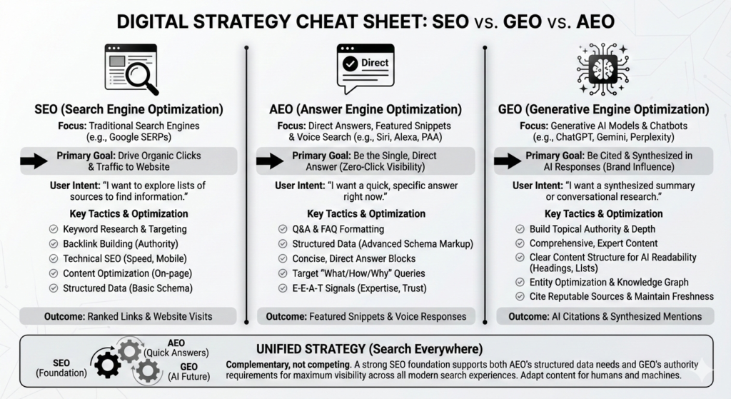 seo vs aeo vs geo - understanding the difference by manojaditya zelitho