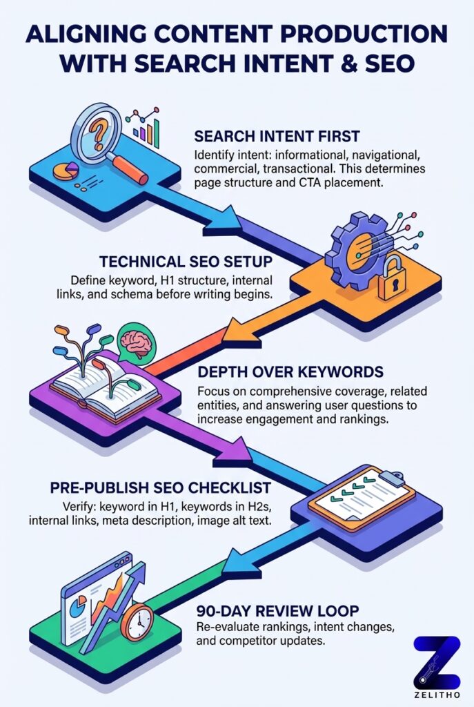 Aligning Content Production to Search Intent and Technical Requirements - Image by Zelitho