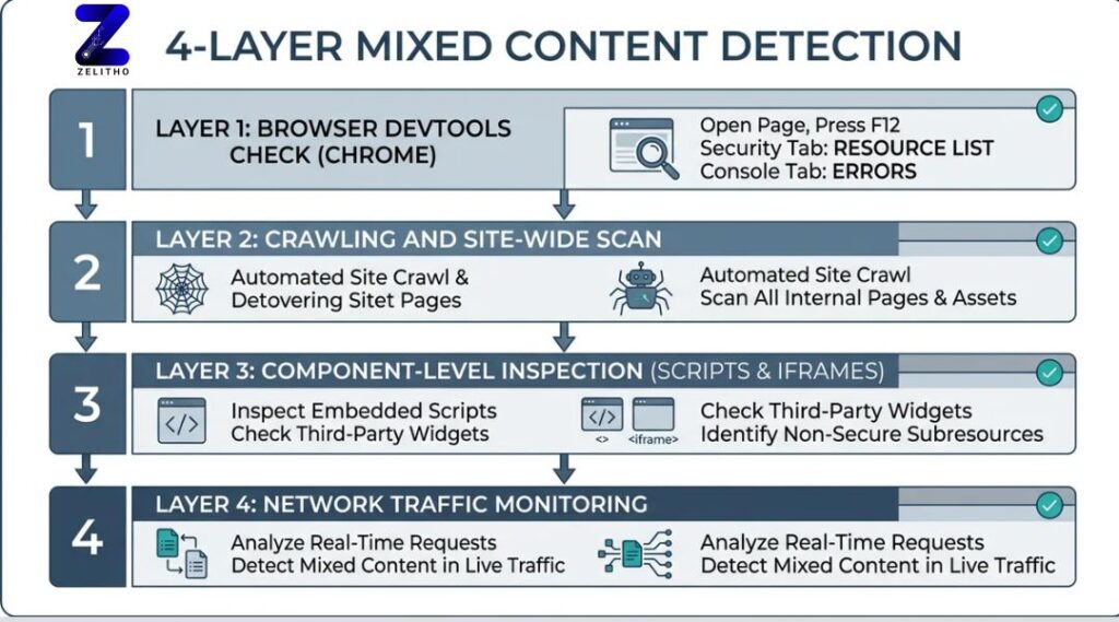 4 layer mixed content detection - Infographic by ZELITHO