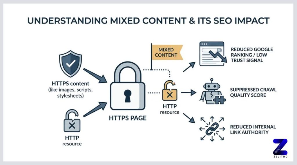 understanding mixed content and its impact on SEO - Infographic by ZELITHO