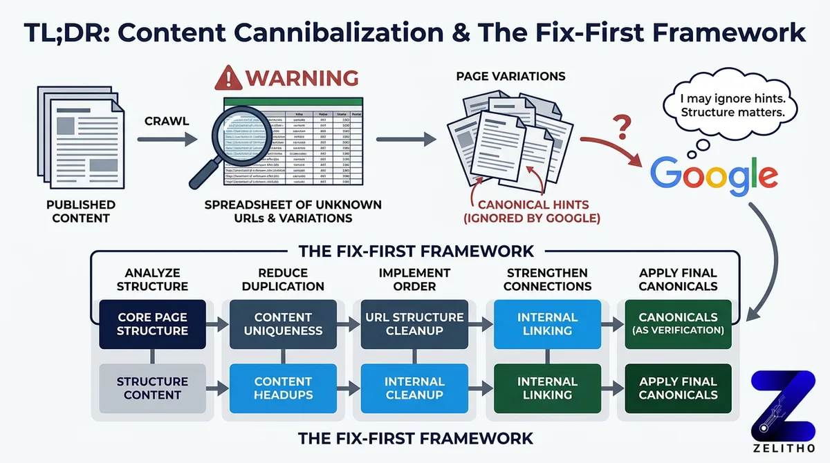 Content Cannibalisation and the fix first framework