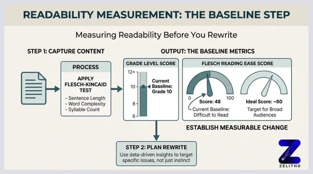 How to Measure Readability Before You Rewrite a Single Word of content - blog by zelitho