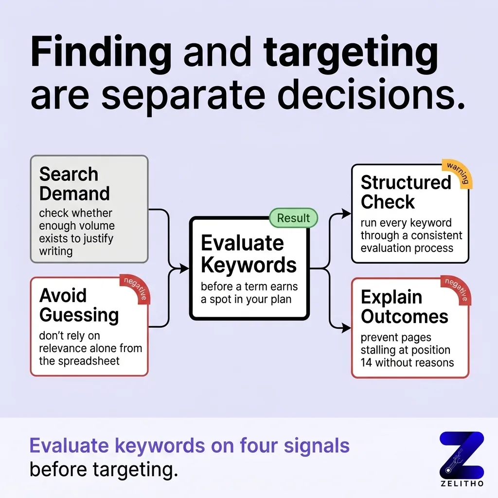 How to Evaluate Whether a Keyword Is Worth Targeting - finding and targeting keywords are seperate decisions