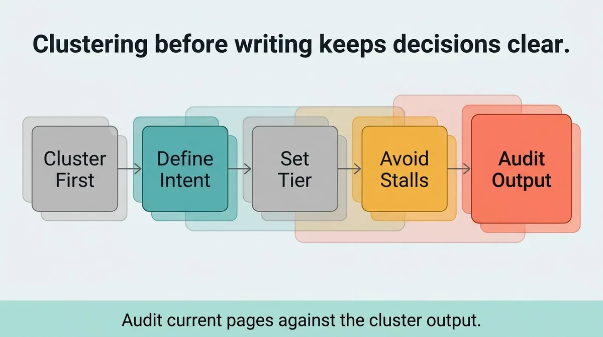 Cluster First, Write Second, Link With Purpose