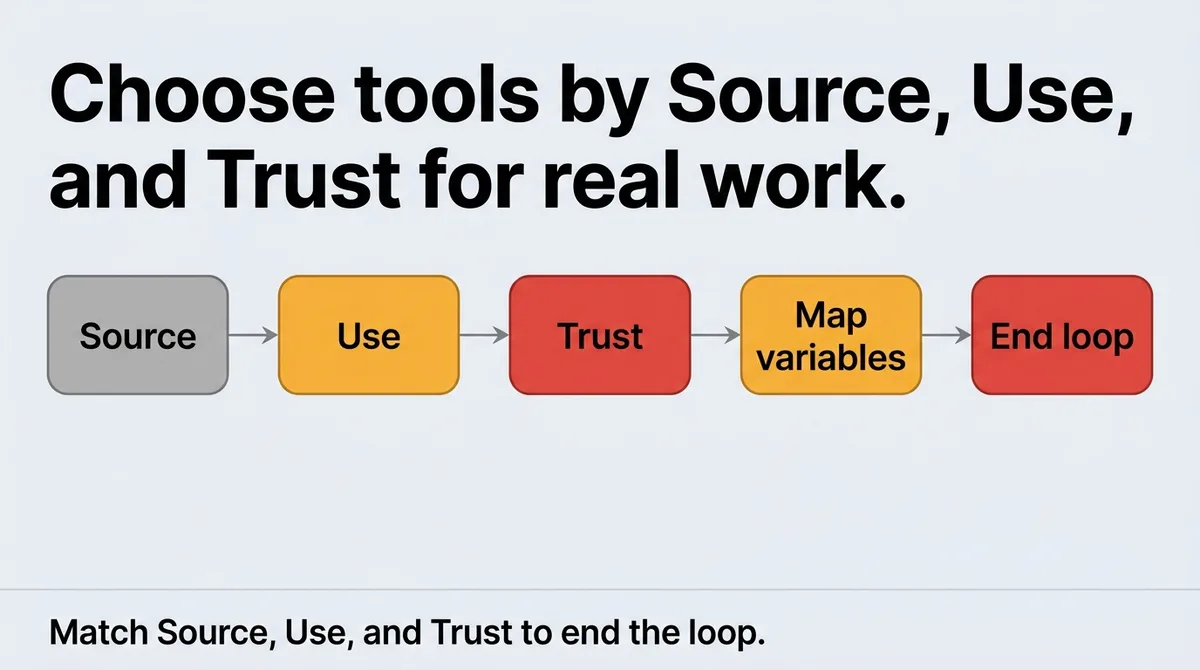 The Source-Use-Trust Decision Framework: Matching Tools to Real Workflows