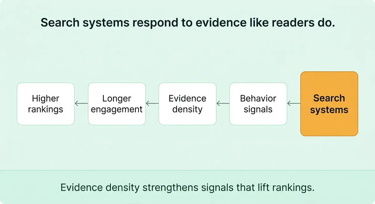 Why search systems and readers respond to evidence the same way