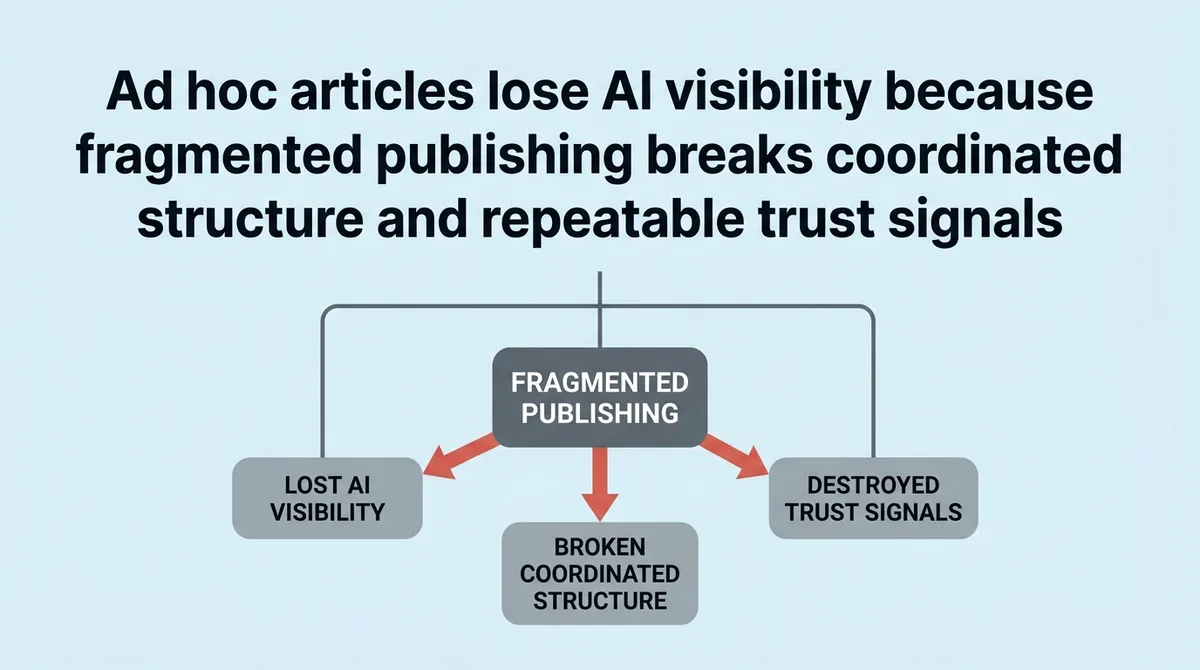 Why ad hoc articles lose visibility in AI search